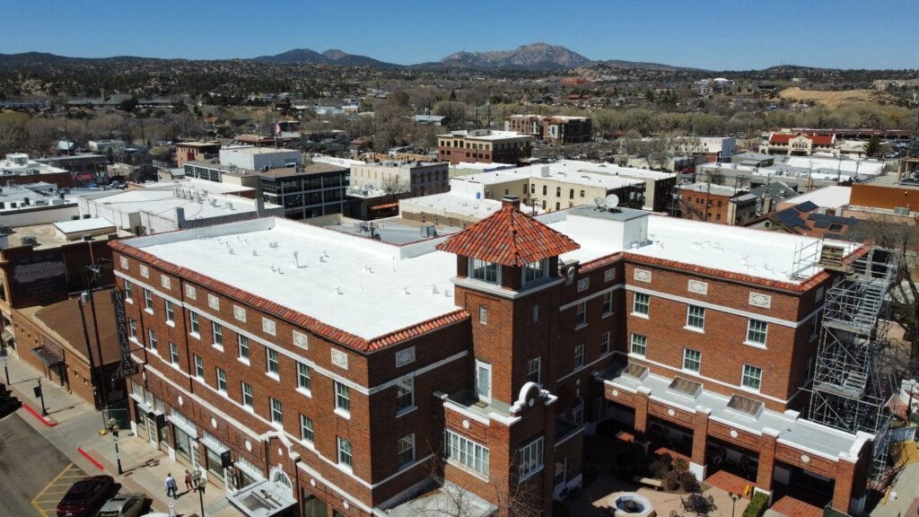 repair work being done on the historic Hassayampa Inn - in Prescott, Arizona