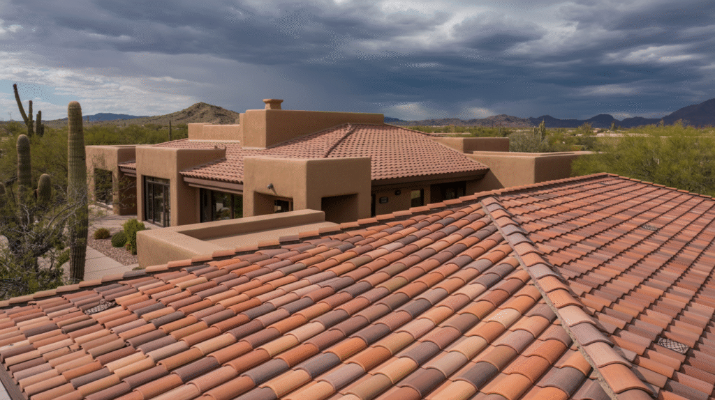 Scottsdale roof showing hidden weather damage under desert skies”